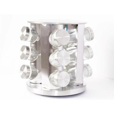 Imagem de Porta Tempero Gigatório Inox 12 potes - Karus House