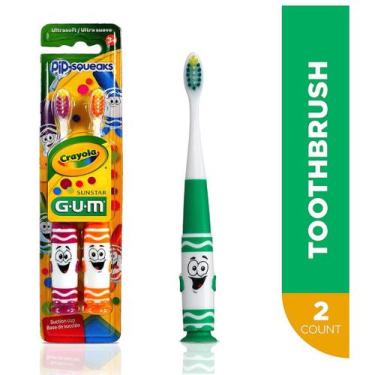 Imagem de Escova Dental Infantil Pip-Squeak  GUM  Idade 3+  2 unidades, Lilás, L