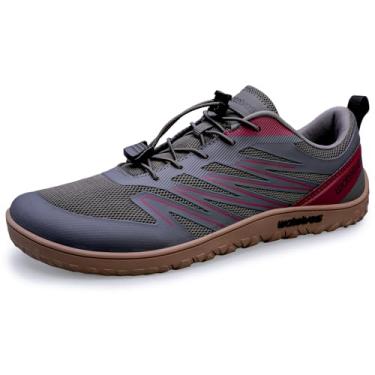 Imagem de WateLves Tênis masculino e feminino de largura larga minimalista Zero Drop Tênis de trilha para corrida e caminhada, Cinza/rosa, 7 Wide Women/6 Wide Men