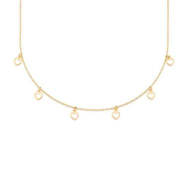 Imagem de Colar Rommanel Banhado Ouro Corações Vazados 532311