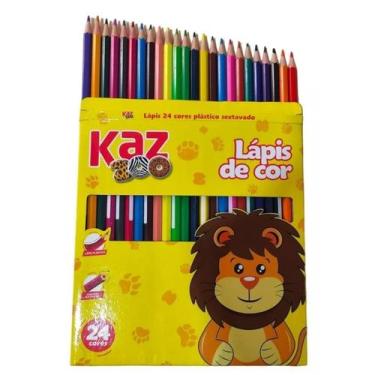 Imagem de Lápis de Cor 24 Cores Sextavado Interior Plastico Flex Zoo - KAZ