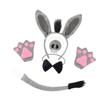 Imagem de predolo Acessórios para fantasia de burro, conjunto de papéis para brincadeira com gravata borboleta para feriados de Halloween, com Luvas