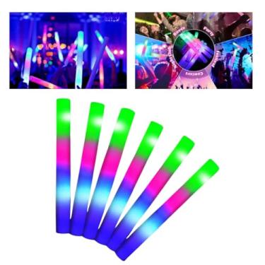 Imagem de Kit 50 Bastão de Espuma com LED Colorido para Festa, Formatura e Aniversário 15 Anos Neon Sem Personalizar Liso