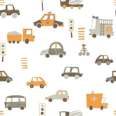 Imagem de Papel de Parede Vinílico Sonhos Carros Ref 4218 Bege 52cm x 10m - Bobi