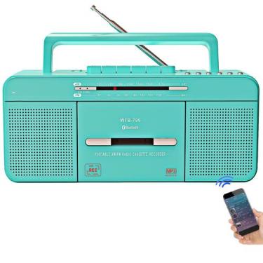 Imagem de Gravador portátil de toca-fitas retrô Bluetooth USB Teal - WISCENT
