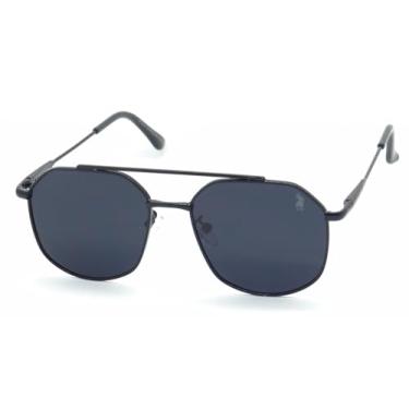 Imagem de Óculos de Sol Aviador Casual Unissex Polo London Club, feito em Metal Stainless Steel e lente em Policarbonato com Proteção UV400 Kit contém Case Couro ECO Ref VT5805 (Preto Fosco)