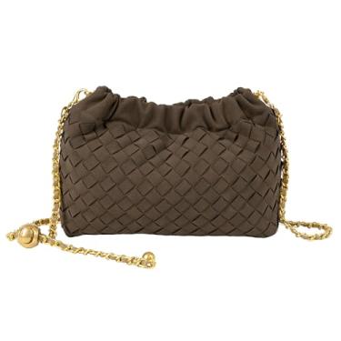 Imagem de Joryin Bolsa tiracolo feminina de tecido e bolsa de noite, bolsa de mão de bolinho moderna e bolsa de ombro Hobo Cloud clutch moderna, Tecido de camurça-café, 2.7 liters