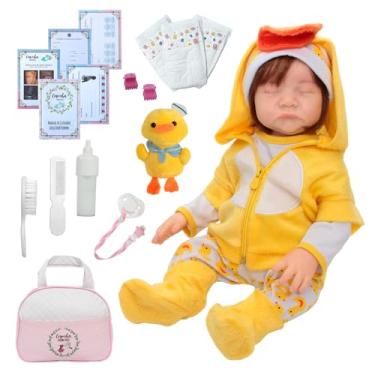 Imagem de Bebê Reborn Realista Fio a Fio 100% Silicone Bolsa Patinho