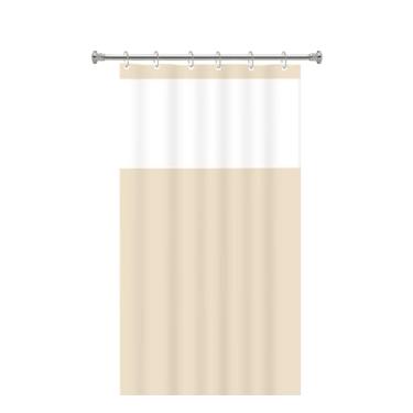 Imagem de Cortina de Box Impermeável Bege Lisa Antimofo 100% PVC com Ganchos - 1,38 x 1,98m