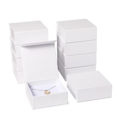 Imagem de PUPPYSEW 40 caixas magnéticas brancas de 9 × 9 × 3,5 cm, caixa de presente de joias de papelão, embalagem de joias, adequada para pequenas empresas, colar, pulseira, brinco, caixa de exibição