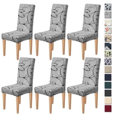Imagem de Dioxide Capas de cadeira de alta elasticidade para cadeiras de jantar, conjunto de 6 capas de cadeira de jantar laváveis, capas de assento macias para cadeiras de cozinha, protetores de cadeira