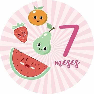 Imagem de Painel de Lona Redondo Mesversário Aniversário de 7 Meses Menina - Fab