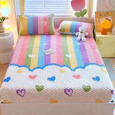 Imagem de ZIQINPSQ Lençol de lã aconchegante casal, ultramacio e felpudo para o inverno, lençol de baixo de veludo de 38 cm (antiestático e quente), amor