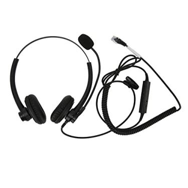 Imagem de GLOGLOW Fone de ouvido com fio, fone de ouvido binaural, ajustável, redução de ruído de som claro para call center (conector de cristal)