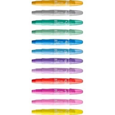 Imagem de Giz Retrátil Mega Gel Color Metálico colorir 12 Cores pastel não suja 