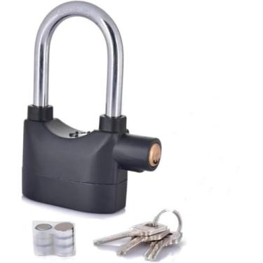 Imagem de Cadeado Com Alarme Antifurto, Possui 3 Chaves Ideal Para Motos, Bicicletas, Portas, Galpões Com volume Do Som á 110db Sensor De Movimento Resistete A Chuva