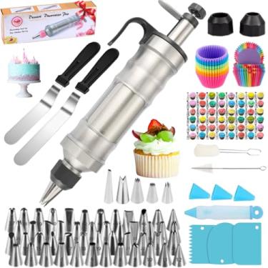 Imagem de Conjunto de 175 peças de pistola de decoração de gelo, kit de decoração de bolo com 48 pontas de tubulação, suprimentos de cozimento, kit de pistola de gelo, kit de confeitar para iniciantes, cupcake