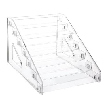 Imagem de OIIBWQ Organizador de cuidados com a pele Organizador de esmaltes Suporte transparente Suporte de mesa para maquiagem Paleta de sombras colecionáveis, 7 Níveis