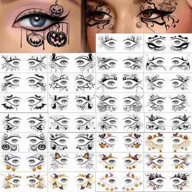 Imagem de GLARYYEARS 30 peças de adesivos realistas de tatuagem de olhos de Halloween - à prova d'água, à prova de suor - maquiagem essencial de Halloween, enfeite versátil e designs de tatuagem temporária