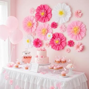 Imagem de AmazingSpark 20 peças de flores de papel de seda coloridas gigantes e decorações de borboletas grandes, pré-montagem, 61 cm, flores artificiais 24 polegadas/12 cm, borboleta grande para jardim de