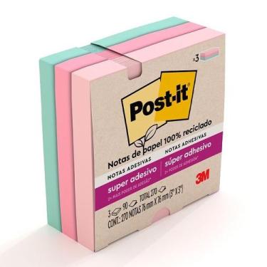 Imagem de POST-IT Notas 654SS Viajar Reciclavel 3 Cores 76MM X 76MM - 3M