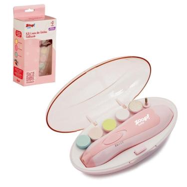 Imagem de Kit Lixa de Unha Elétrico Rosa Zoop Toys - 6 Cabeças - 177gr