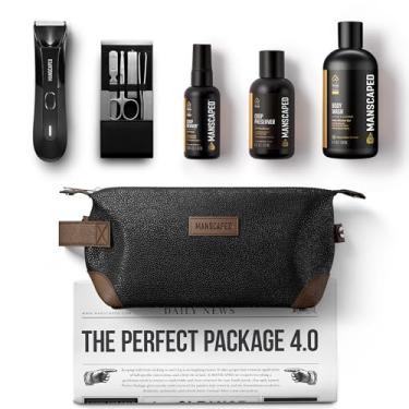 Imagem de MANSCAPED® O kit perfeito do pacote 4.0 contém: aparador elétrico cortador de grama® 4.0, desodorante de bola, sabonete líquido, toner spray no corpo de desempenho, kit de unhas de luxo de quatro