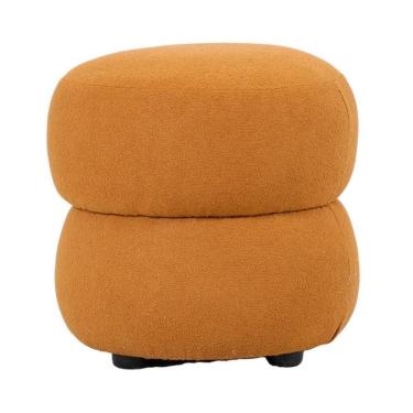 Imagem de Puff Redondo Respiro Rivatti 39 Cm (altura) Estofado Em Bouclê Amarelo Ocre