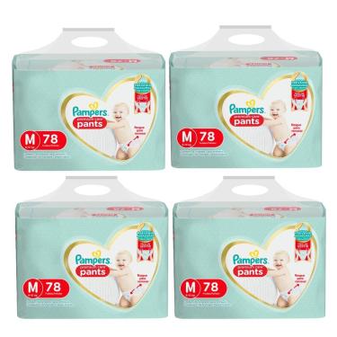 Imagem de Kit 4 Fralda Infantil Pampers Premium Care Pants Tamanho M com 78 Unidades