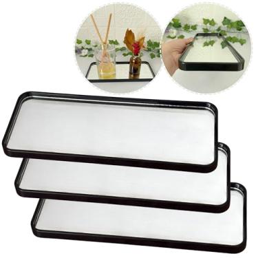 Imagem de Bandeja Decorativa Espelhada Lavabo Difusor Banheiro 30 cm Aparador Organizador de Objetos Sala (3, Preta)