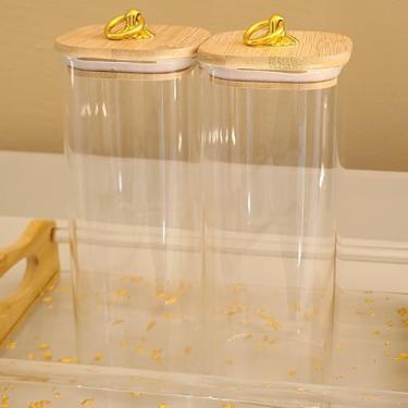 Imagem de Conjunto de Potes Herméticos de Vidro Quadrado com 2 Unidades 1000ml c/Tampa de bambu
