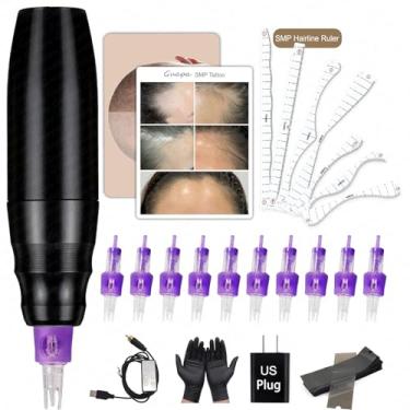 Imagem de Guapa Kit de treinamento profissional SMP & Hairline: Caneta de tatuagem de couro cabeludo ajustável, peles de prática masculina e feminina, régua de linha do cabelo, agulhas SMP e acessórios (SMP