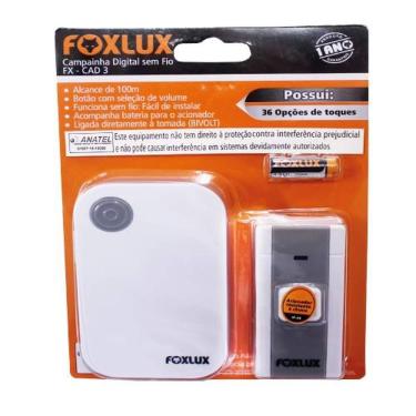 Imagem de Campainha Eletrônica Sem Fio Foxlux - Alcance 40m - Acionador Resistente à Chuva Ip-44