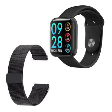 Imagem de Relógio Smartwatch P80 Touch Screen Monitor Cardíaco Pressão Arterial Sono Passos Android Ios - Preto