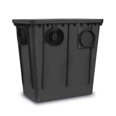 Imagem de Caixa Gordura 52 Litros 52x33 Cm Com Cesto Preta Sistema Entrada Saída Tubos 100mm, 75mm, 50mm Roma