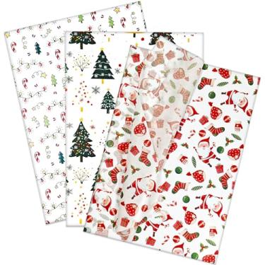 Imagem de LIAPAWPAW Papel de embrulho de presente de Natal, padrão clássico de Papai Noel e árvores, papel de seda verde vermelho vintage para sacolas de presente, caixa, artesanato, embalagem para decoração de
