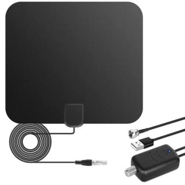 Imagem de Antena de TV digital HD amplificada de longo alcance de 250 quilômetros - Suporte 1080p para Samsung Tv modelo un32j5003bfxza - Amplificador de sinal de interruptor inteligente interno - Cabo HDTV