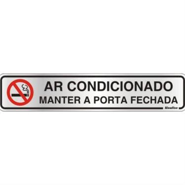 Imagem de Placa De Alumínio Auto-adesiva 5x25cm Ar Condicionado - 100 An - Sinalize Placa Auto-ad...