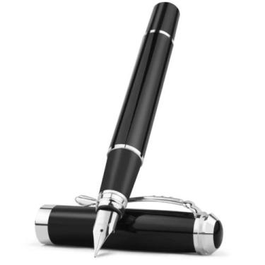 Imagem de Caneta tinteiro ponta fina pena preta premium 0,38mm luxo - LUYKE