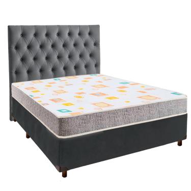 Imagem de Cama Box + Colchão Casal D20 D20 Inducol + Cabeceira Estofada
