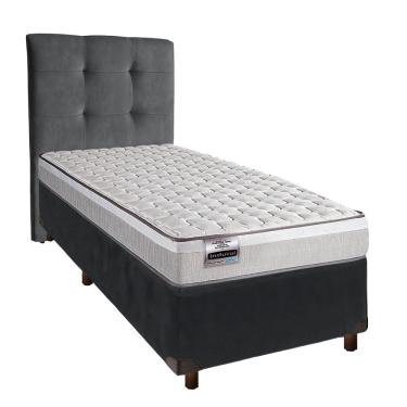 Imagem de Cama Box + Colchão Solteiro Molas Ensacadas Hanover Inducol + Cabeceira Estofada