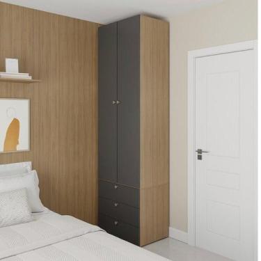 Imagem de Guarda-Roupa 2 Módulos 2 Portas 3 Prateleiras 3 Gavetas Frame CabeCasa