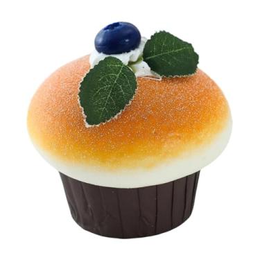 Imagem de WeiLaiKeQi Modelo de bolo artificial, enfeite, adereços realistas, decoração, simulação de bolo, exibição de cupcake artificial, adereço para festa festiva, Mirtilo