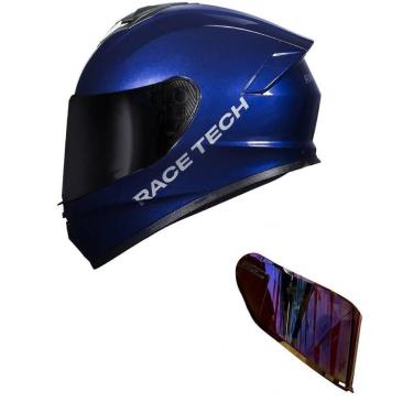 Imagem de Capacete Race Tech Hit Monocolor Azul Mais Viseira Camaleão Vermelha-Masculino