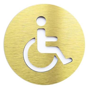 Imagem de Cadeira de rodas símbolo de WC sinal de número de porta de casa de prata dourada, para hardware de porta placa de alumínio composto sinal de porta de casa de banho para deficientes (cor: