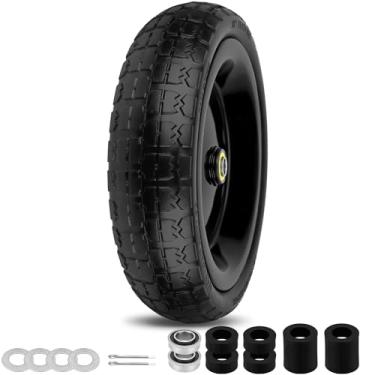 Imagem de phepetroll Pneus de rodas planas livres de 33 cm, substituição sólida de 4,00-6 com orifício universal de 5/20.3 cm, para carrinho de mão, carrinho de mão, carrinho de mão, cortador de grama, 1 pacote