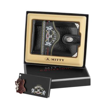 Imagem de Carteira Masculina Couro Mitty M1F Média C/ Fecho Cantoneira