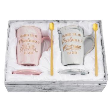 Imagem de Maustic Presente de pedido de padrinhos, presente de pedido de madrinha padrinho, Quieres Ser Mi Madrina Padrino Est 2026 conjunto de canecas, Quieren Ser Mis Padrinos De Bautizo, Presentes Padrino