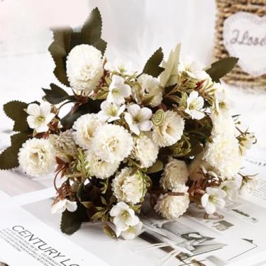Imagem de Decoração de casa com flores artificiais, decoração de flores rosas, planta de quarto, flor artificial, flor falsa, decoração de casamento, presente (branco)
