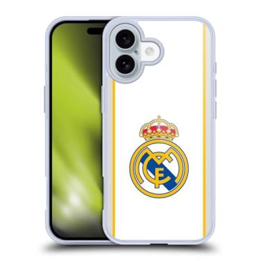 Imagem de Head Case Designs Capa de gel com emblema branco oficialmente licenciada pelo Real Madrid CF [proteção de grau militar] compatível com Apple iPhone 16 e compatível com MagSafe